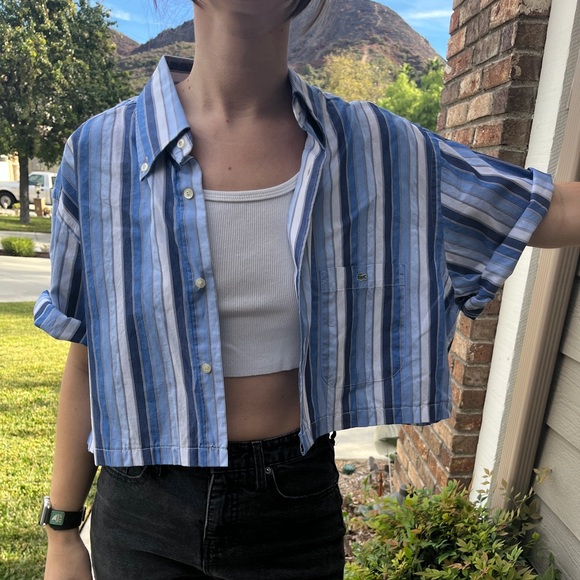 Lacoste Tops - Crop Top Cropped Button Down - Wide top / blouse summer shirt